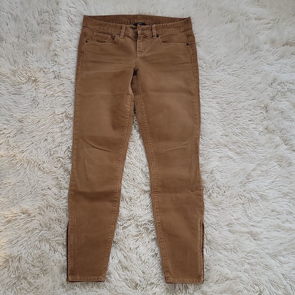 JCrew Tan Skinny Zipper Ankle Corduroy Skinny Pants Ladies Size 24